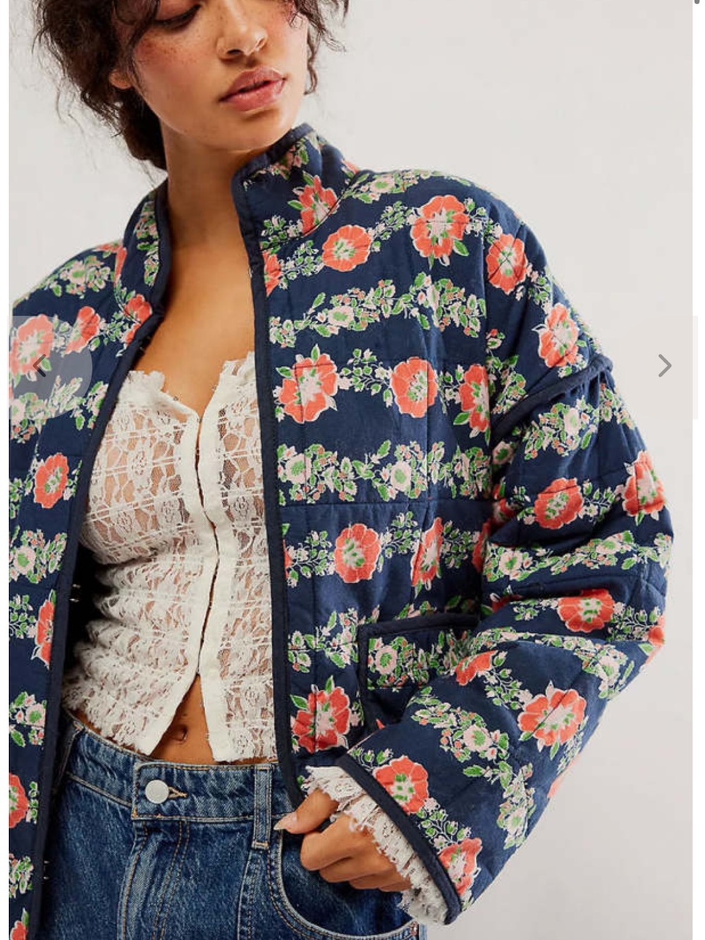 Free People Chloe Jacket Floral Quilted Dusk Combo M - Picture 3 of 10